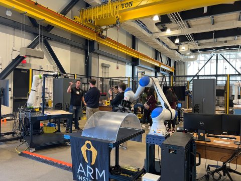 High school students touring ARM Institute on Manufacturing Day